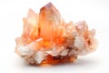Calcite carbonate mineral crystal rock on white background