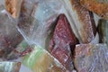 Green, brown red Rough Calcite Chunks