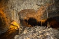 Calcite inlets, stalactites and stalagmites in large underground halls in Carlsbad Caverns National Park, New Mexico. USA Royalty Free Stock Photo