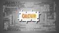 Calcium as a complex subject, related to important topics spreading around as a word cloud
