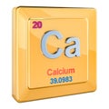 Calcium Ca, chemical element sign with number 20 in periodic table. 3D rendering Royalty Free Stock Photo