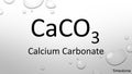 Calcium carbonate chemical formula on waterdrop background