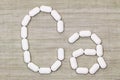 Calcium carbonate tablets in a symbol shape of Ca alphabet Royalty Free Stock Photo