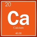 Calcium chemical element, orange square symbol