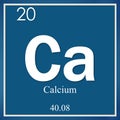 Calcium chemical element, blue square symbol