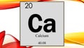 Calcium chemical element symbol on wide colored background