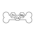 Calcium, magnesium and zinc vitamins. Ca, Mg, Zn and bone. Vector clipart and drawing. Isolated illustration.