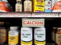 Calcium sign and products line store shelves