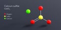 calcium sulfite molecule 3d rendering, flat molecular structure with chemical formula and atoms color coding