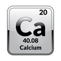 Calcium symbol.Chemical element of the periodic table on a glossy white background in a silver frame.Vector illustration Royalty Free Stock Photo