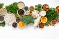 Calcium vegetarians Top view healthy food clean eating