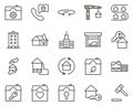 calculate, contract, house, home set vector icons. Real estate icon set