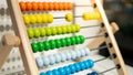 Calculating beads on rainbow abacus Royalty Free Stock Photo