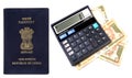 Calculating foreign trip expenses Royalty Free Stock Photo