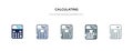 Calculating icon in different style vector illustration. two colored and black calculating vector icons designed in filled,