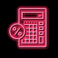 calculating loan percent neon glow icon illustration