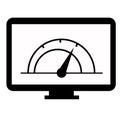 Calculating system icon on white background. flat style. speedometer inside monitor icon for your web site design, logo, app, UI. Royalty Free Stock Photo