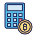 Calculation, bitcoin, bitcoin calculator, mining calculator fully editable vector icons