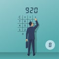 Calculation concept. Businessman makes count