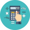 Calculation, mathematics, accountant concept. Flat design.