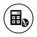 Calculation, mathematics, math icon. Rounded black vector design