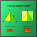 The calculation of the perimeter and the content of an equilateral triangle