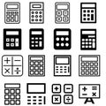 Calculation related vector icon set. Well-crafted sign in thin line style with editable stroke. Vector symbols isolated on a white Royalty Free Stock Photo