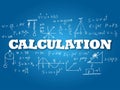 Calculation word on light blue background. Vector illustration Royalty Free Stock Photo