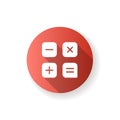 Calculator app red flat design long shadow glyph icon