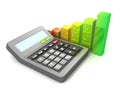 Calculator and bar graph diagram. Business concept Royalty Free Stock Photo