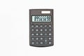 Calculator with big buttons with numbers on the digital screen on a white background. Isolated. Solar powered financial calculator Royalty Free Stock Photo