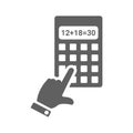 Calculator, calculation, mathematics icon. Gray vector graphics