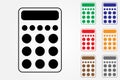 Calculator with circles for business using colors on white background vector