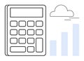 Calculator with Cloud and Bar Graph Pictogram Data Analysis and Business Trends Royalty Free Stock Photo