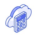 Calculator with cloud, cloud calculation vector design, cloud calculator icon