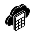 Calculator with cloud, cloud calculation vector design, cloud calculator icon