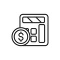 Calculator coin finance bank money icon thick line Royalty Free Stock Photo