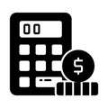 Calculator with coins denoting accounting concept vector, money calculation icon