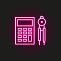 calculator and compasses neon style icon. Simple thin line, outline  of education icons for ui and ux, website or mobile Royalty Free Stock Photo