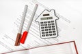 Calculator and contract - insurance, rent and buying car Royalty Free Stock Photo