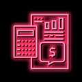 calculator counting investment report neon glow icon illustration