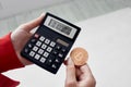 calculator cryptocurrency bitcoin electronic money financial technology Royalty Free Stock Photo