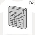 Calculator with digital display isometric icon, counting tool concept. Vector graphics. Calc with keypad sign and Royalty Free Stock Photo