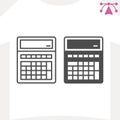 Calculator with digital display line and solid icon, counting tool concept. Vector graphics. Calc with keypad sign and Royalty Free Stock Photo