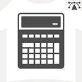 Calculator with digital display solid icon, counting tool concept. Vector graphics. Calc with keypad sign and editable Royalty Free Stock Photo