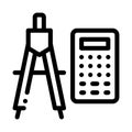 Calculator And Dividers Icon Thin Line Vector