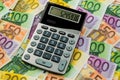 Calculator and euro banknotes Royalty Free Stock Photo