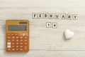 Calculator with 14 February Valentines date