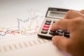Calculator Financial graphs analysis Royalty Free Stock Photo
