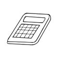 Calculator hand drawn in doodle style. , scandinavian, monochrome. single element for design sticker, icon. school, mathematics